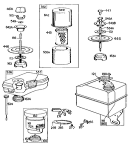 Air Cleaner Grps, Fuel Tank Diagram and Parts List for 80201-9481-93  Briggs and Stratton Engine